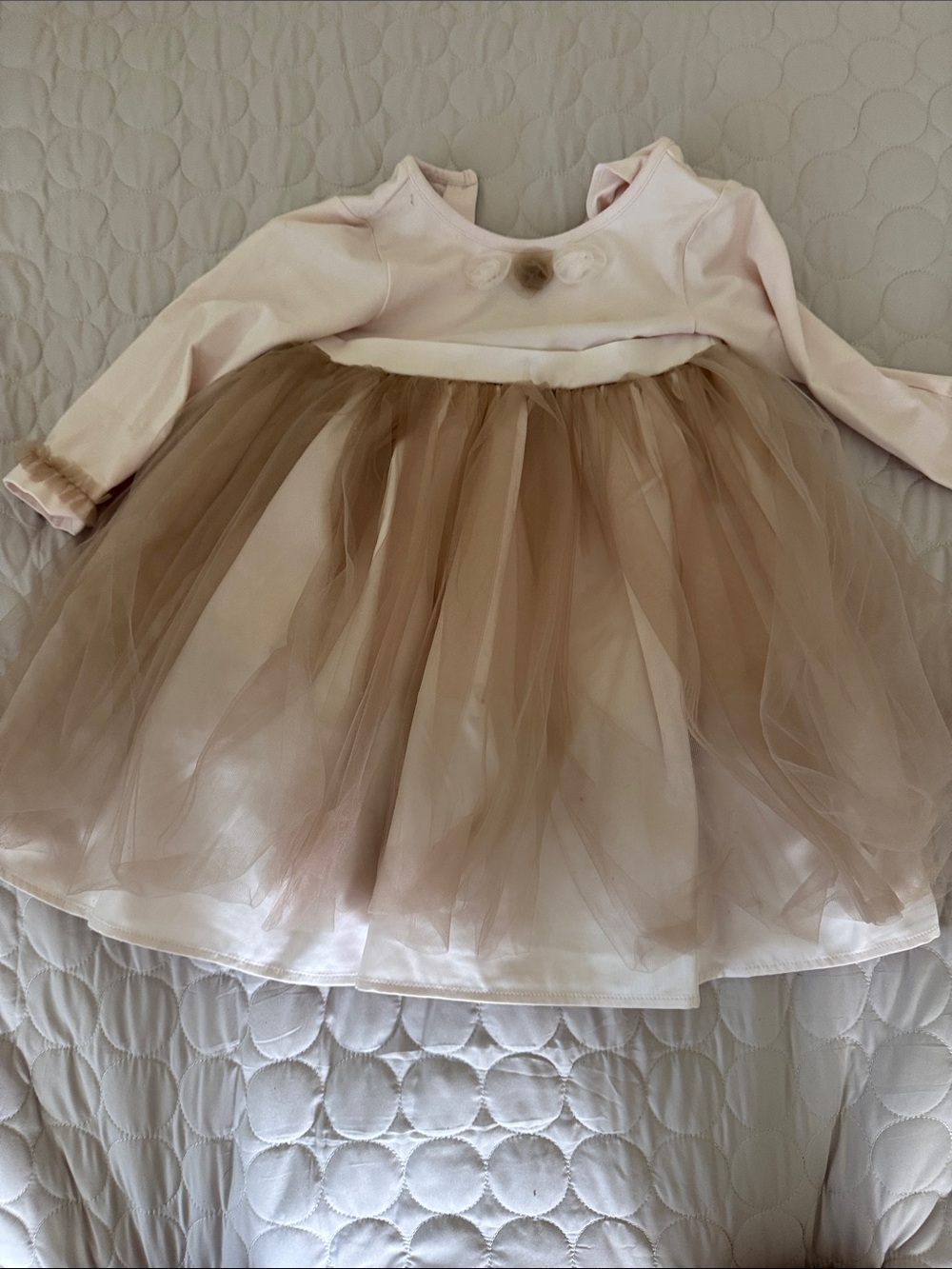 Wendy Bellissimo Pink & Tan Tulle Baby Dress